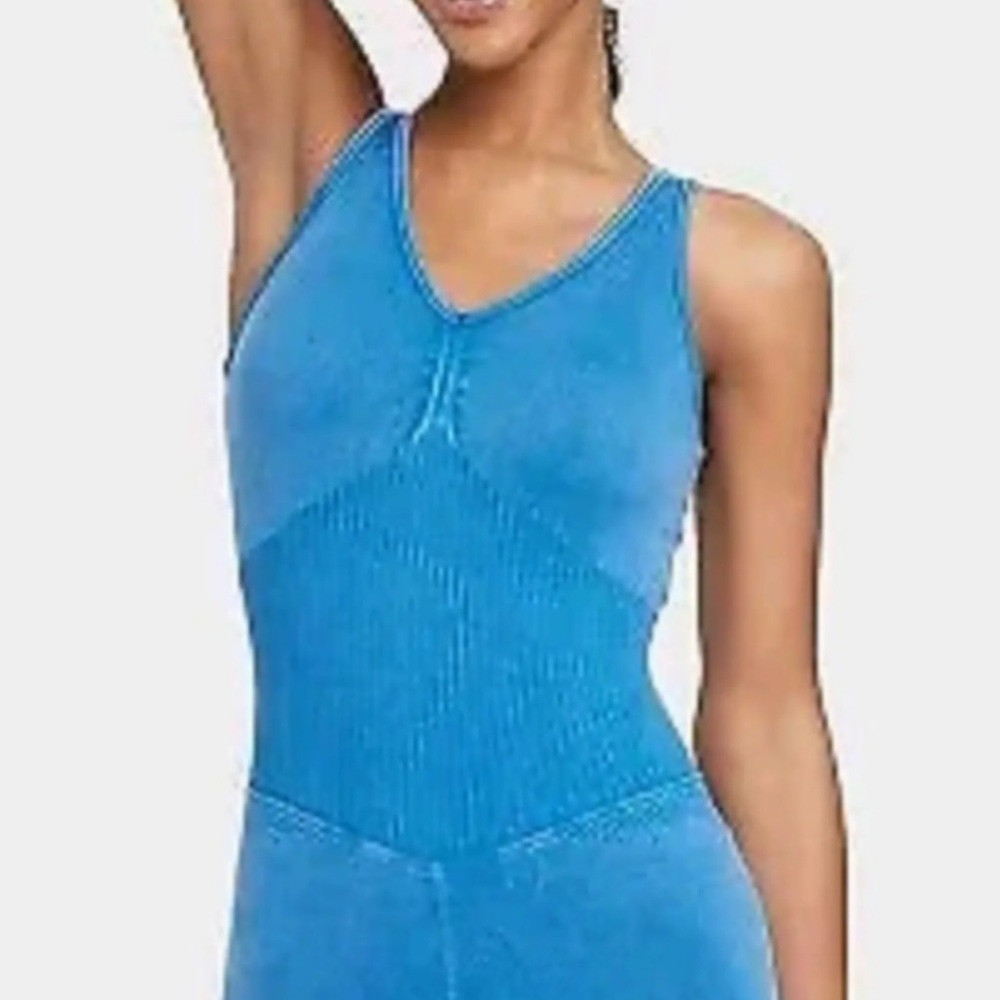 JoyLab Blue Seamless V-Neck Jumpsuit